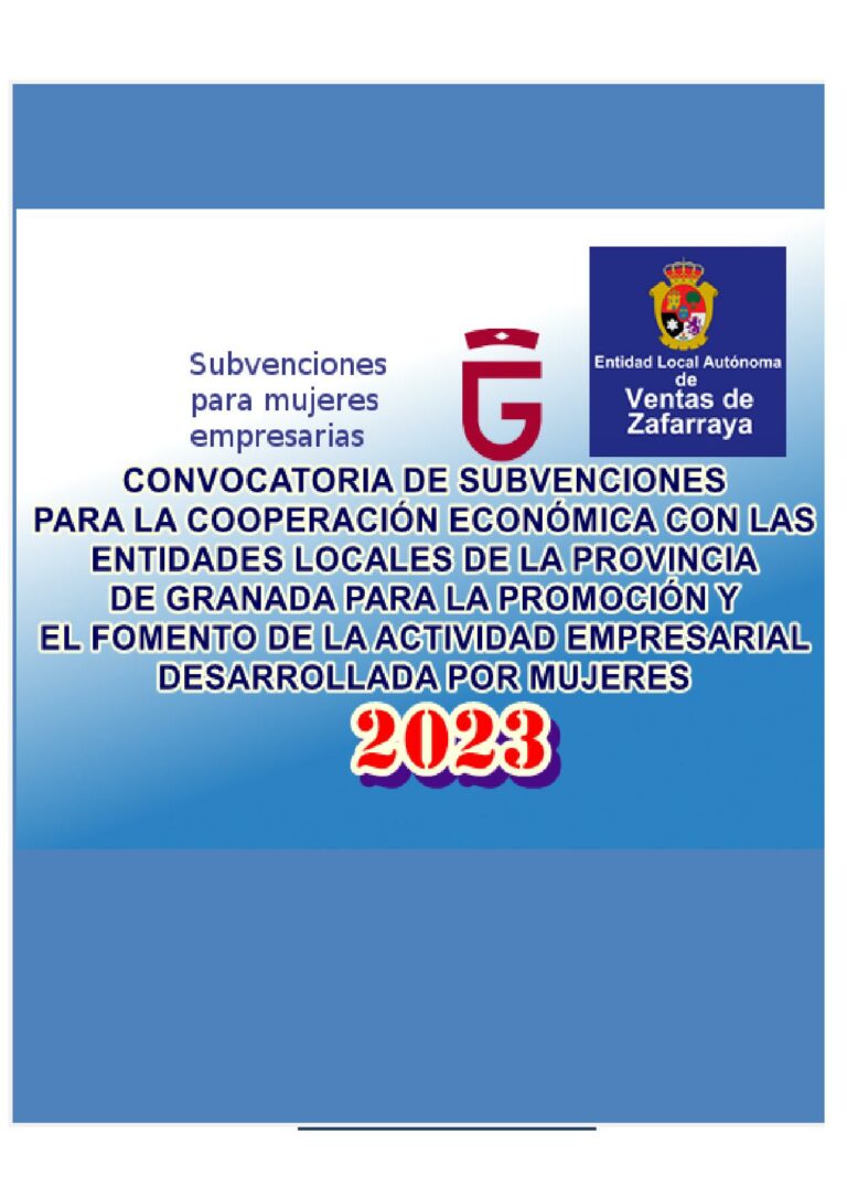 – Subvención para Mujeres Empresarias, año 2023, Diputación Provincial de Granada.